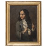 OIL PAINTING OF A BOY WITH GOLDFINCH LOMBARD SCHOOL 18TH CENTURY