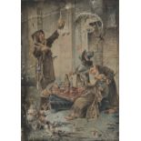 PAIR OF WATERCOLORS OF MUSICIAN FRIARS BY FILIPPO CIRELLI