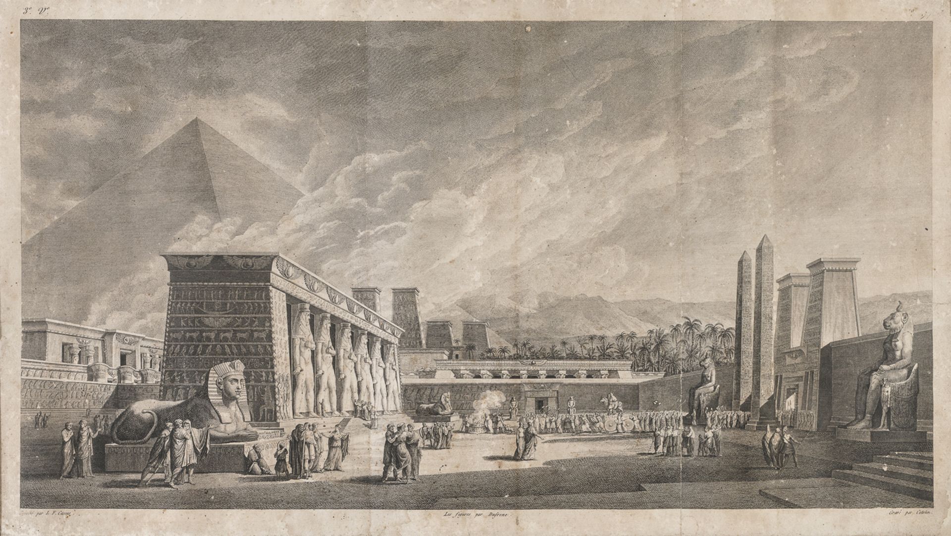 FRENCH ENGRAVING OF LUXOR TEMPLES 19TH CENTURY