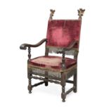 BISHOP ARMCHAIR IN WALNUT PROBABLY VENETO 18TH CENTURY