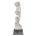 WHITE MARBLE STATUE OF BACCHIC ALLEGORY 20TH CENTURY