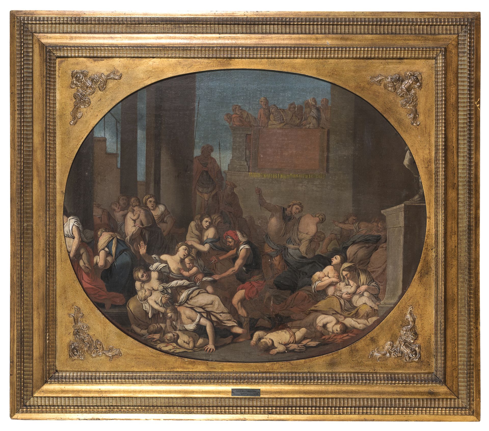 OIL PAINTING OF THE MASSACRE OF THE INNOCENTS ATTRIBUTED TO GIULIO CARPIONI