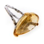 SILVER RING WITH YELLOW TOPAZ