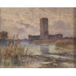 OIL PAINTING OF THE CAETANI TOWER IN NINFA BY FILIPPO ANIVITTI