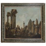 OIL PAINTING OF ARCHITECTURAL CAPRICCIO BY GIAN PAOLO PANNINI