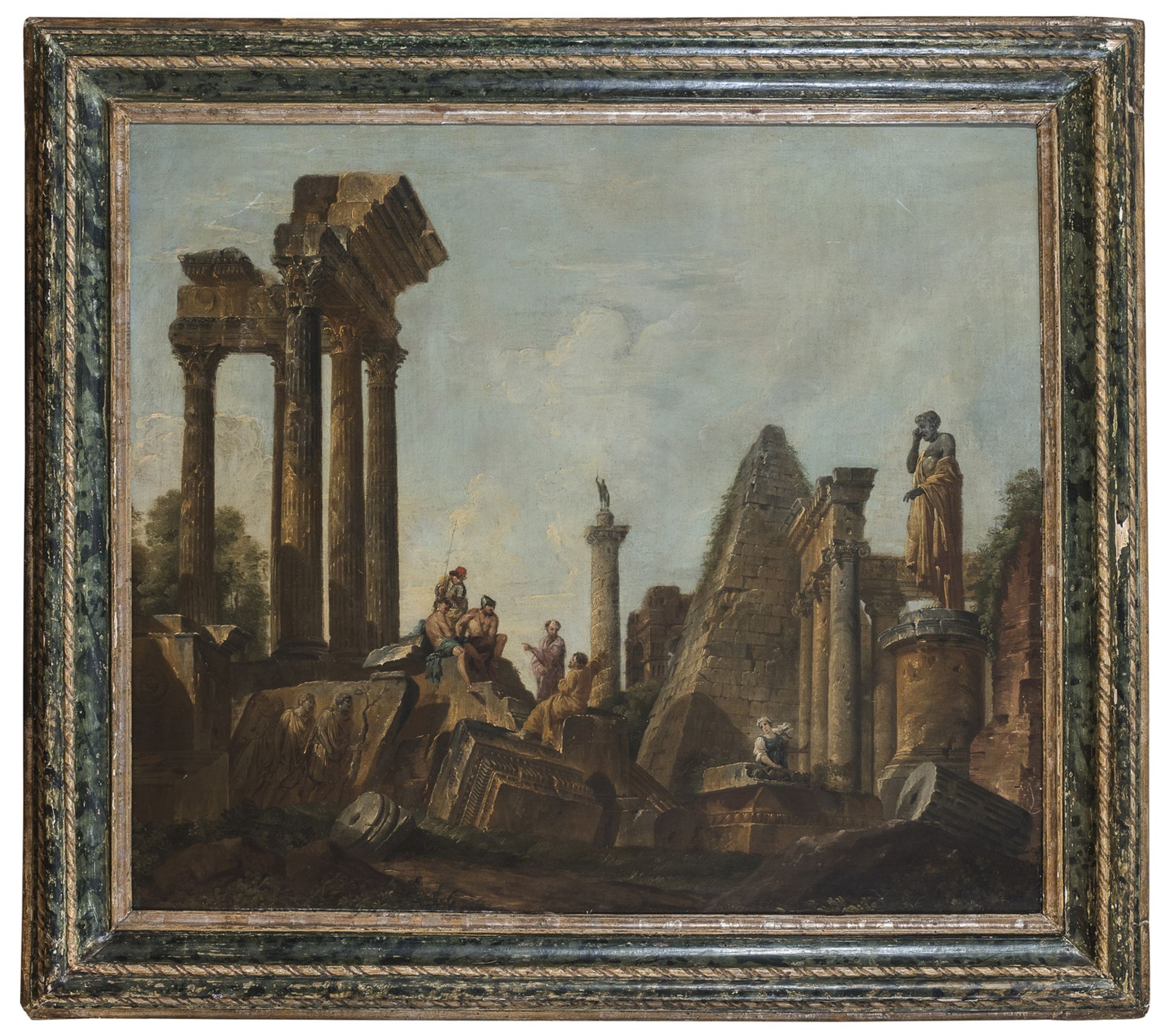 OIL PAINTING OF ARCHITECTURAL CAPRICCIO BY GIAN PAOLO PANNINI