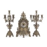 BRONZE FIREPLACE TRIPTYCH LATE 19TH CENTURY