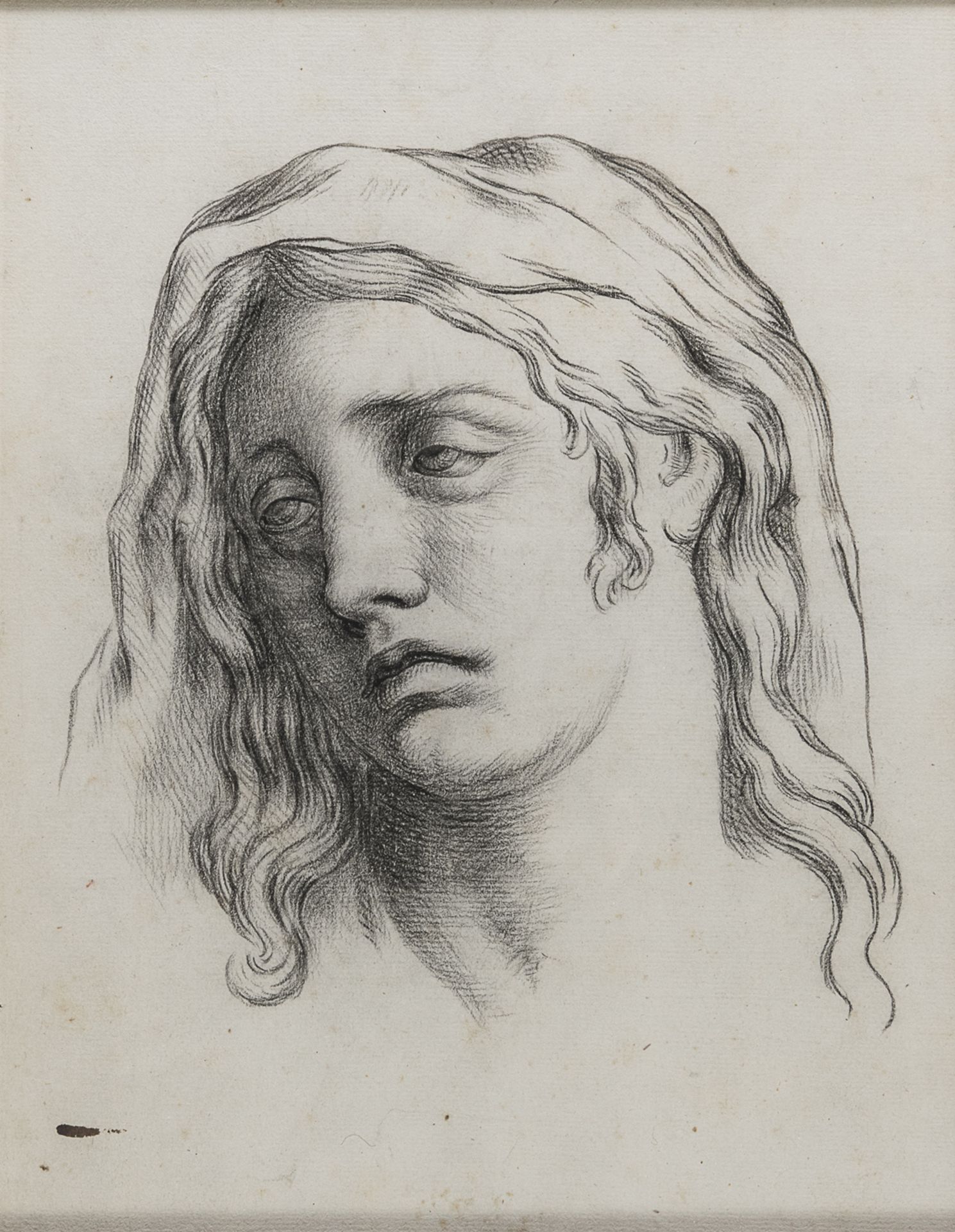 A PAIR OF PEN DRAWINGS OF FACES AFTER LE BRUN 19TH CENTURY