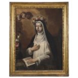 CENTRAL ITALY OIL PAINTING OF SAINT ROSE OF LIMA 17TH CENTURY