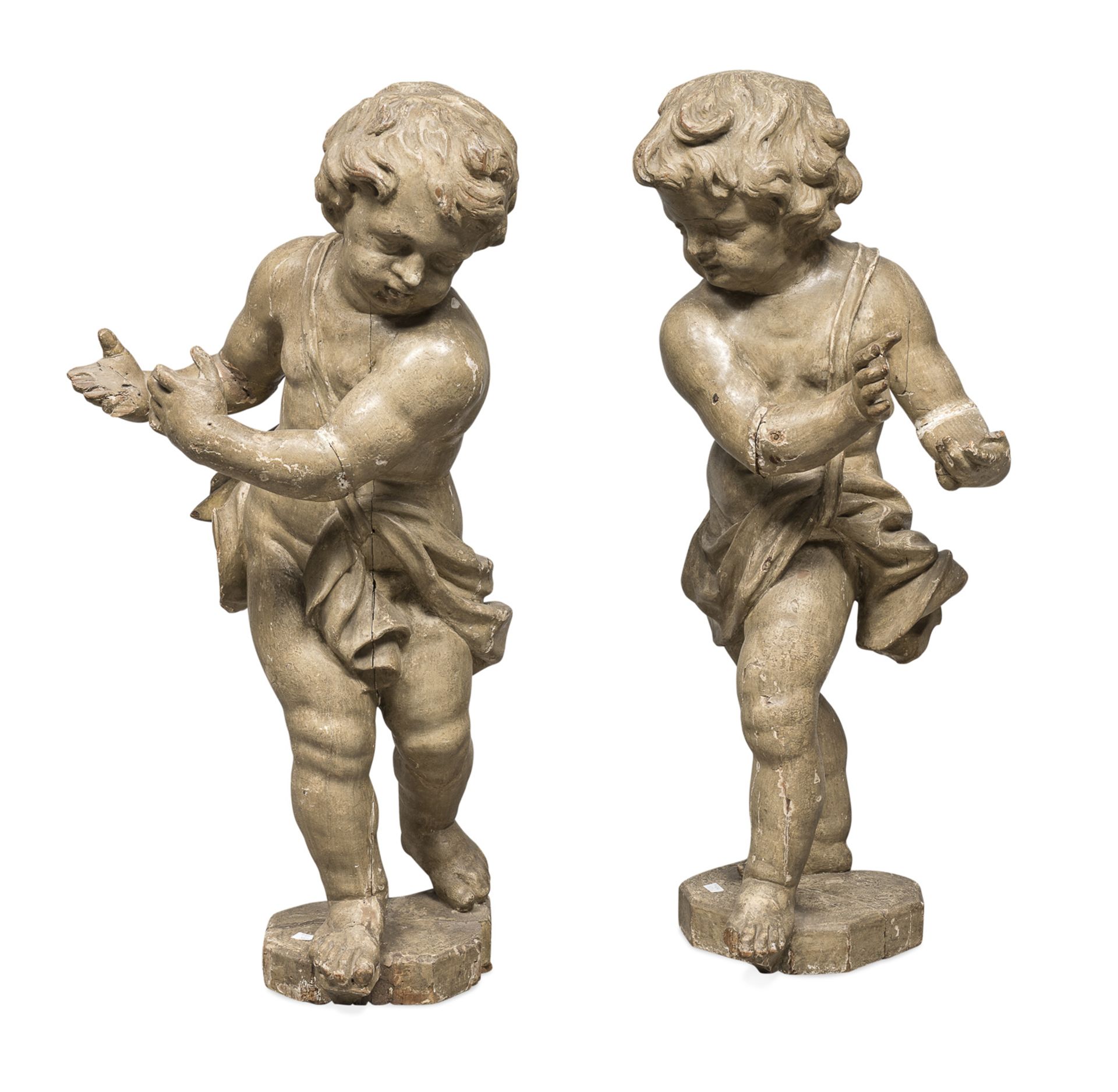 PAIR OF AMORINI SCULPTURES ROMAN BAROQUE