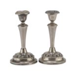 PAIR OF SILVER-PLATED CANDLESTICKS PROBABLY UNITED KINGDOM LATE 19TH CENTURY