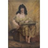 OIL PAINTING OF GIRL IN SERAGLIO LATE 19TH CENTURY