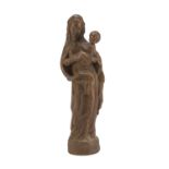 WOOD SCULPTURE OF THE VIRGIN WITH THE CHILD NAPLES 19TH CENTURY