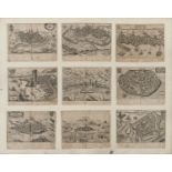 NINE ITALIAN ENGRAVINGS OF TOWN VIEWS 17TH CENTURY