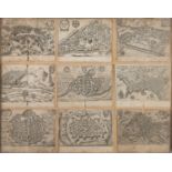 NINE ITALIAN ENGRAVINGS OF TOWN VIEWS 17TH CENTURY