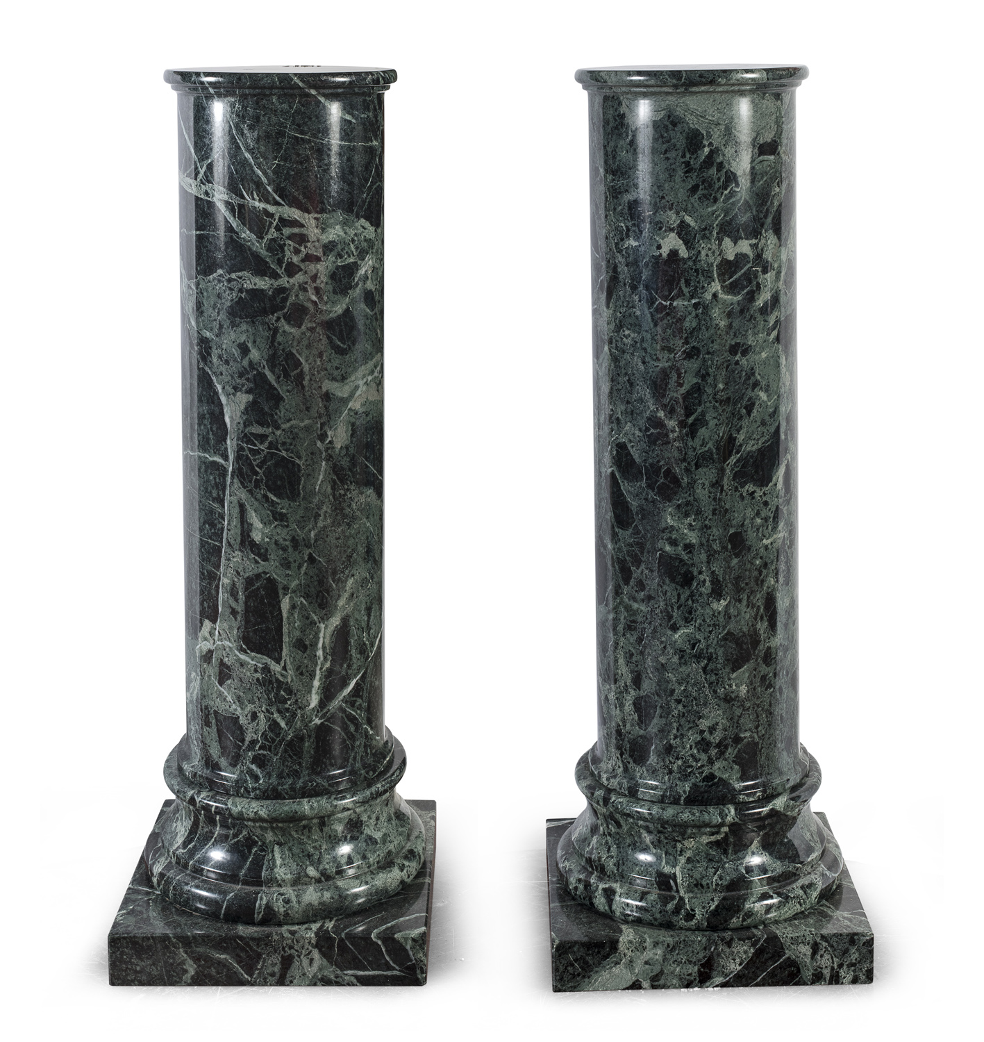 PAIR OF IN GREEN MARBLE COLUMNS 20TH CENTURY