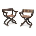 PAIR OF DANTESQUE WALNUT CHAIRS EARLY 20TH CENTURY