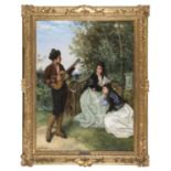 OIL PAINTING OF A GYPSY SERENADE BY MANUEL CABRAL AGUADO Y BEJARANO