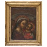 ITALIAN OIL PAINTING OF THE VIRGIN AND CHILD 18TH CENTURY