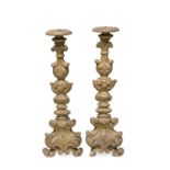 PAIR OF WOODEN PARADE CANDLESTICKS 18TH CENTURY