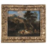 OIL PAINTING OF LATIUM LANDSCAPE BY DIRCK VAN BERGEN