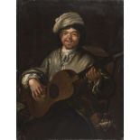 NEAPOLITAN OIL PAINTING OF A GUITAR PLAYER 19TH CENTRURY