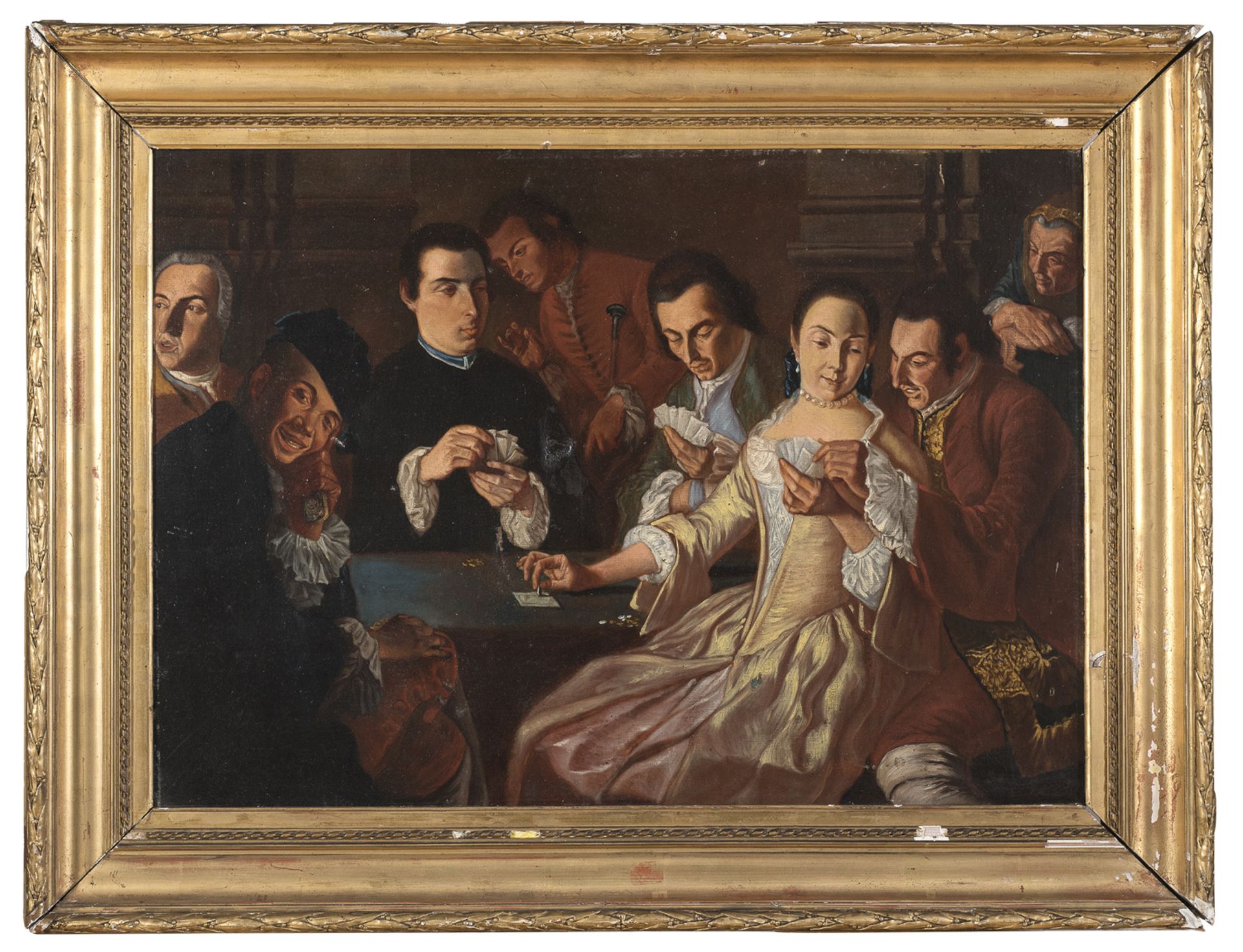 OIL PAINTING OF CARD PLAYERS IN THE MANNER OF GASPARE CROSS
