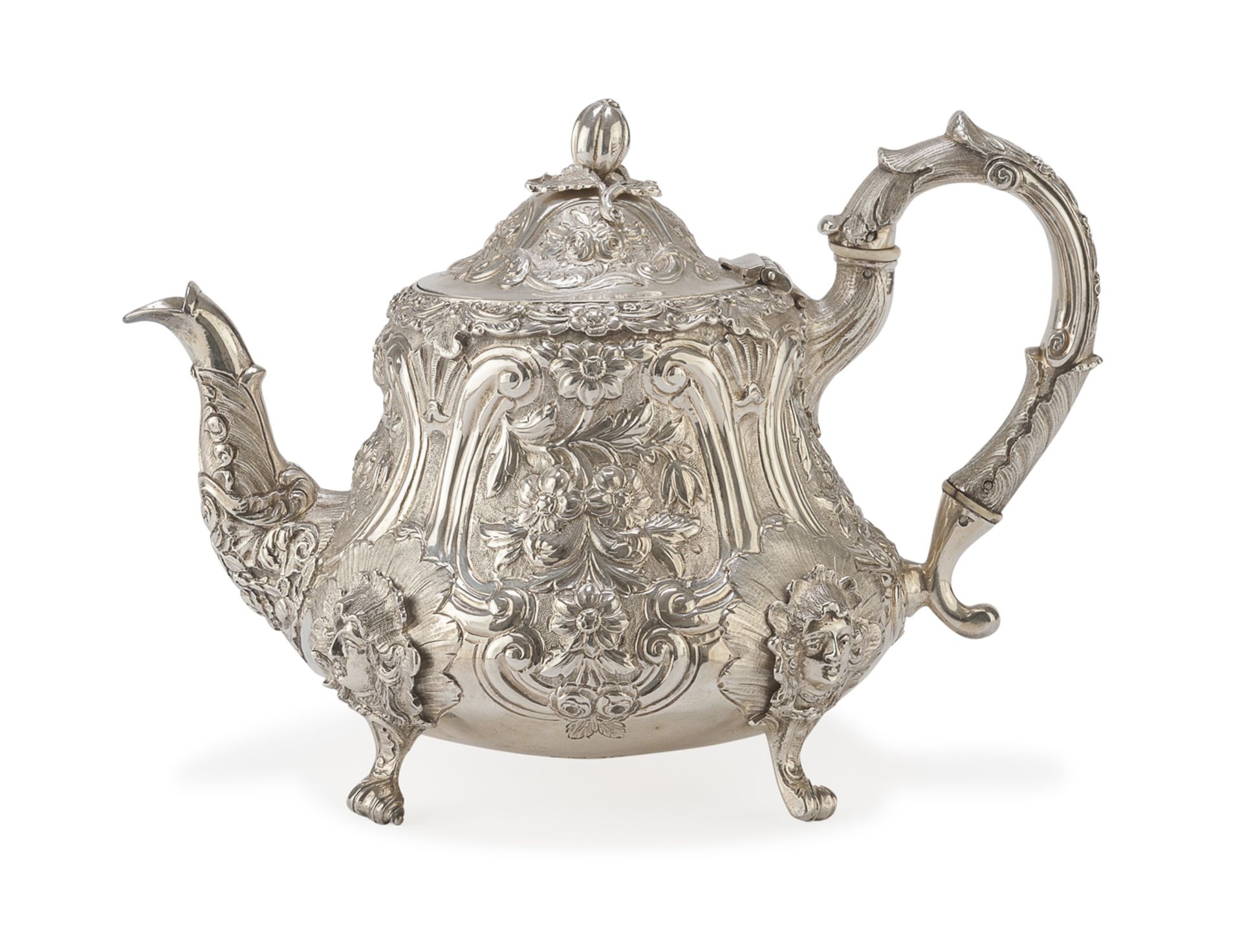 CHISELED SILVER TEAPOT LONDON 1846