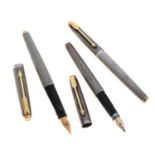 THREE SILVER PARKER PENS 75