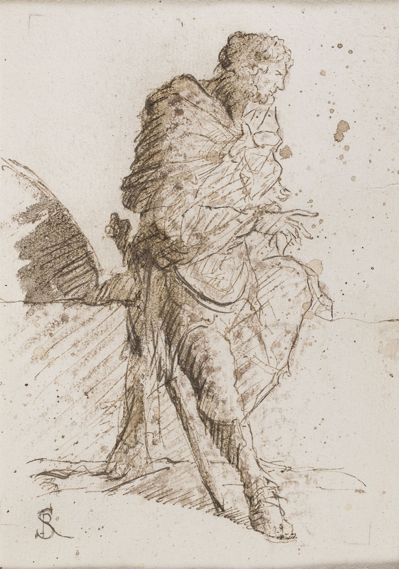 A PAIR OF INK DRAWINGS OF SOLDIERS BY A FOLLOWER OF SALVATOR ROSA