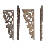 FOUR WALNUT SHELF UPRIGHTS VENETO 18TH CENTURY