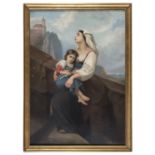OIL PAINTING OF A YOUNG WOMAN WITH CHILD BY PIO JORIS