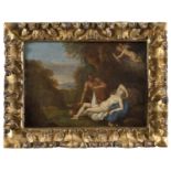 OIL PAINTING OF SATYR AND VENUS WORKSHOP OF BARTHOLOMEUS BREENBERGH 17TH CENTURY