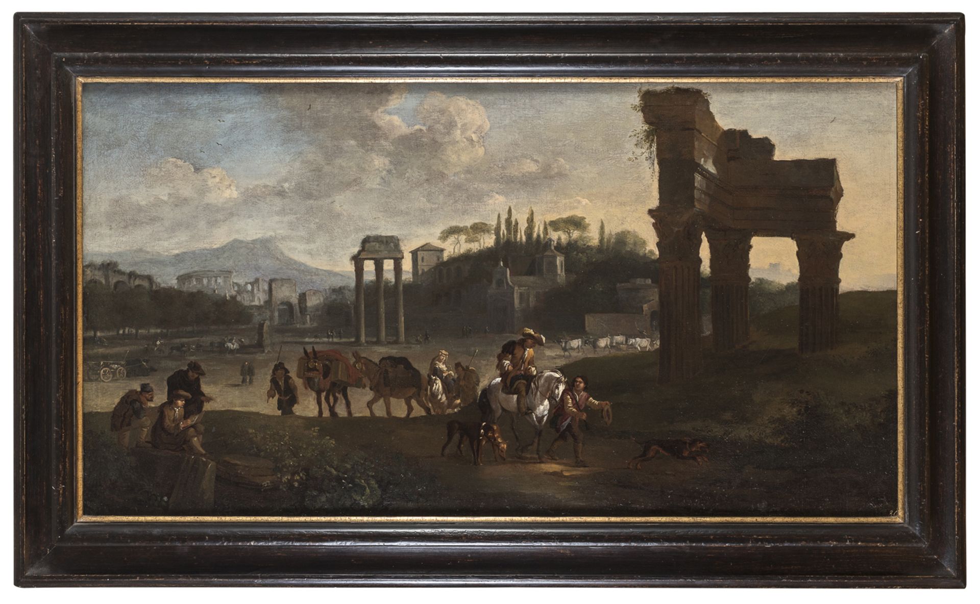 OIL PAINTING OF THE ROMAN FORUM ATTRIBUTED TO PIETER VAN LAER