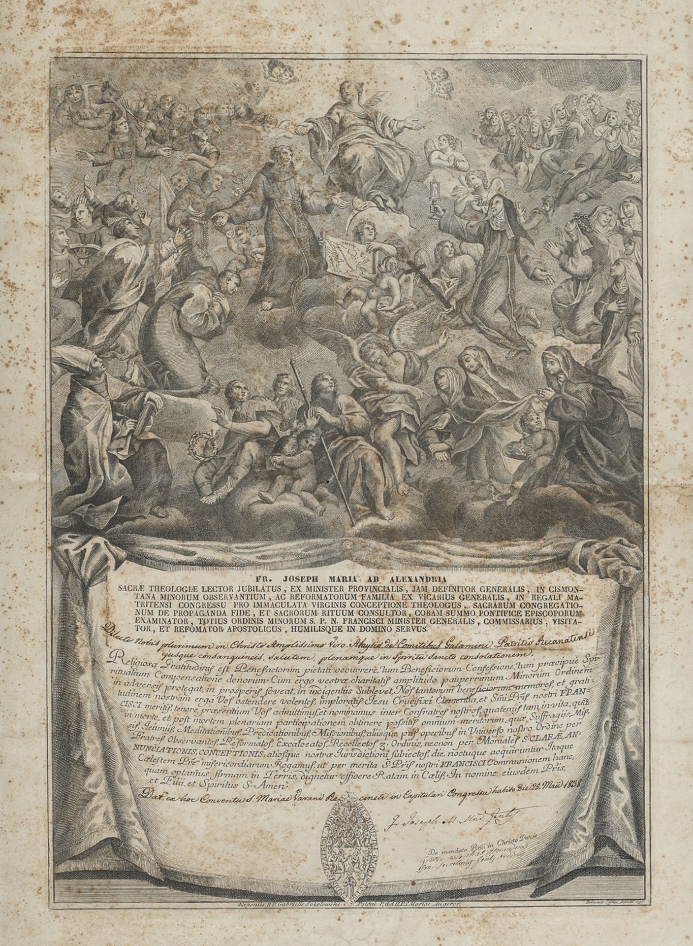 ENGRAVING OF THE ASCENSION BY CARLO ANTONINI 18TH CENTURY