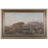 WATERCOLOR OF VIEW OF PAESTUM BY LUIGI LANZA