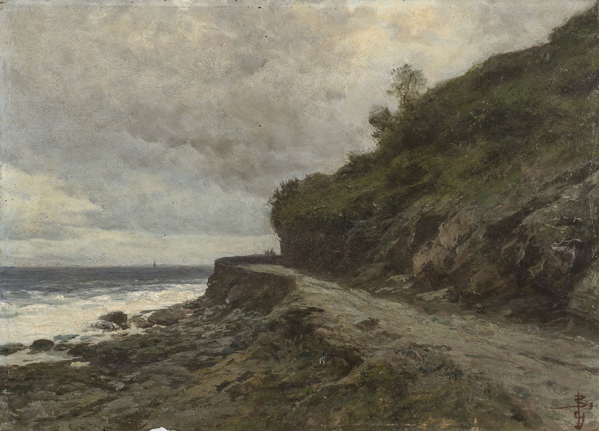 OIL PAINTING OF A COASTAL VIEW EARLY 20TH CENTURY