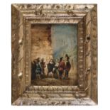 OIL PAINTING OF MEETING OF SWORDSMEN EUROPEAN SCHOOL 19TH CENTURY