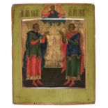 RUSSIAN ICON OF MARTYRS FLORUS AND LAURUS 19TH CENTURY