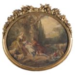 OIL PAINTING OF A GALLANT SCENE FRENCH SCHOOL 19TH CENTURY