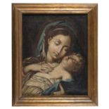 ROMAN OIL PAINTING OF THE VIRGIN AND CHILD 18TH CENTURY