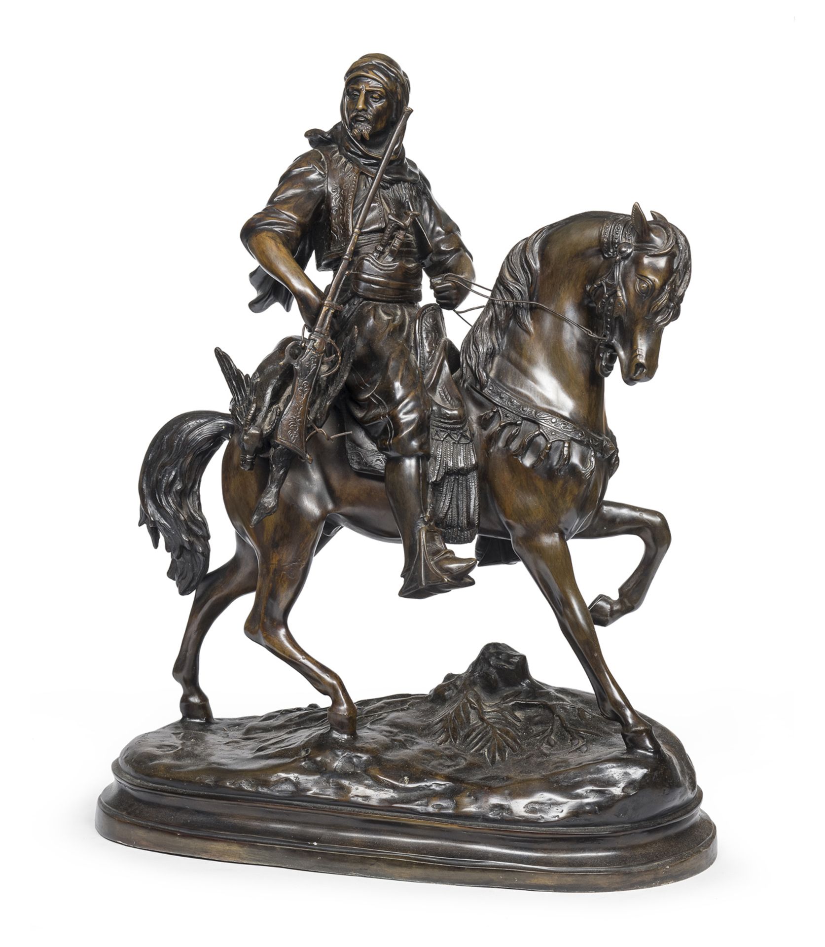 BRONZE SCULPTURE OF AN ARAB KNIGHT LATE 19TH CENTURY