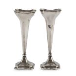 PAIR OF SILVER FLOWER VASES BIRMINGHAM 1919