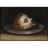 FLEMISH OIL PAINTING OF SAINT JOHN'S HEAD 17TH CENTURY