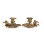 PAIR OF GILT BRONZE CANDLESTICKS 19TH CENTURY