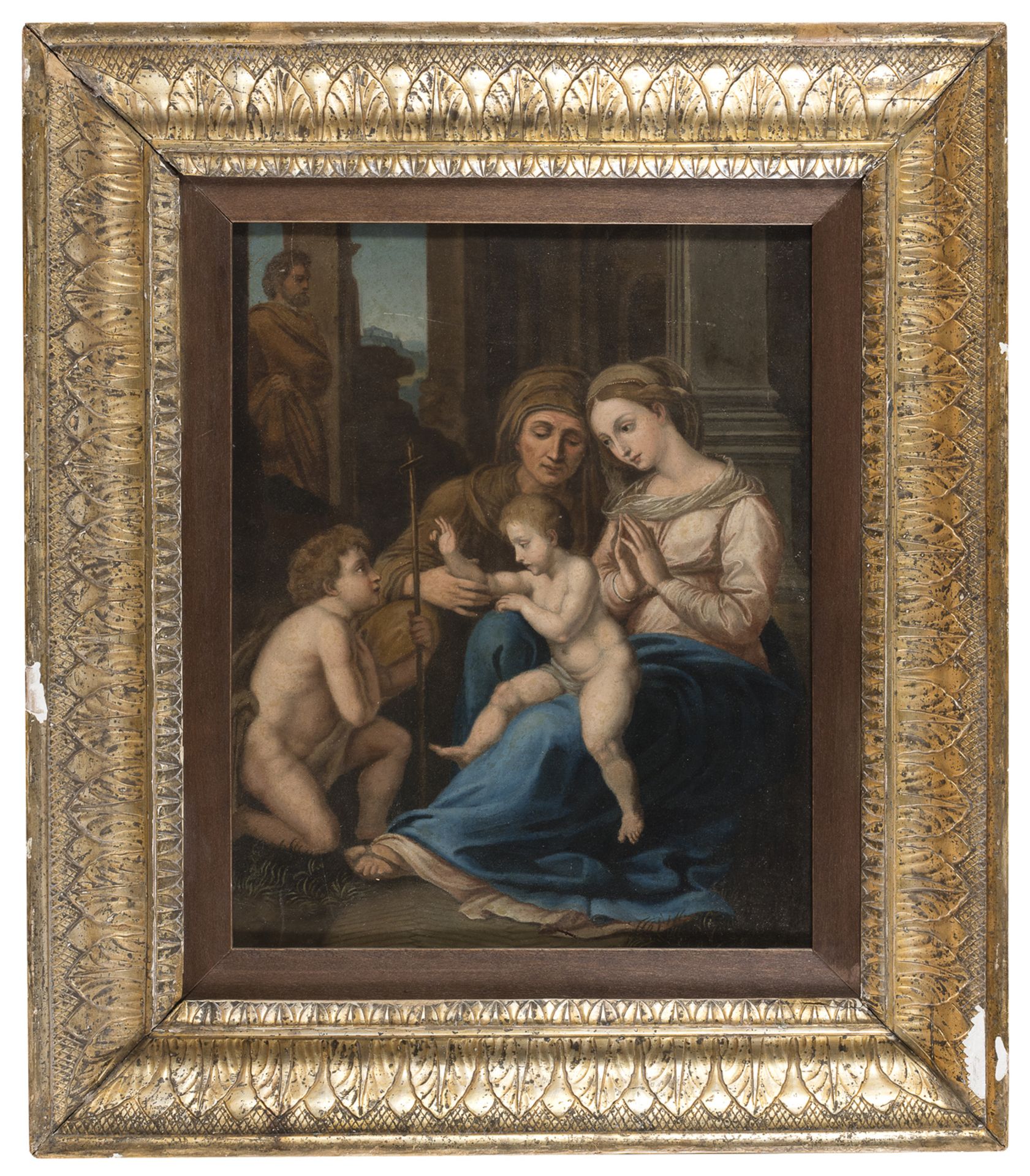 CENTRAL ITALY OIL PAINTING OF OUR LADY OF DIVINE LOVE AFTER RAFFAELLO LATE 16TH CENTURY
