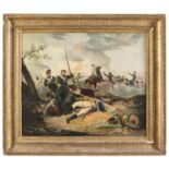 OIL PAINTING OF A RISORGIMENTAL BATTLE SIGNED H. SHOUET 19TH CENTURY