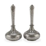 TWO SILVER BOTTLES PROBABLY SYRIA EARLY 20TH CENTURY