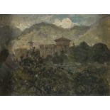 OIL PAINTING OF CASTLE ATTRIBUTED TO PIETRO FRAGIACOMO