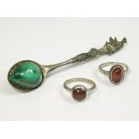 MALACHITE PIN ETC.